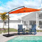 10 ft Steel Crank-lift Cantilever Umbrella With Weighted Base