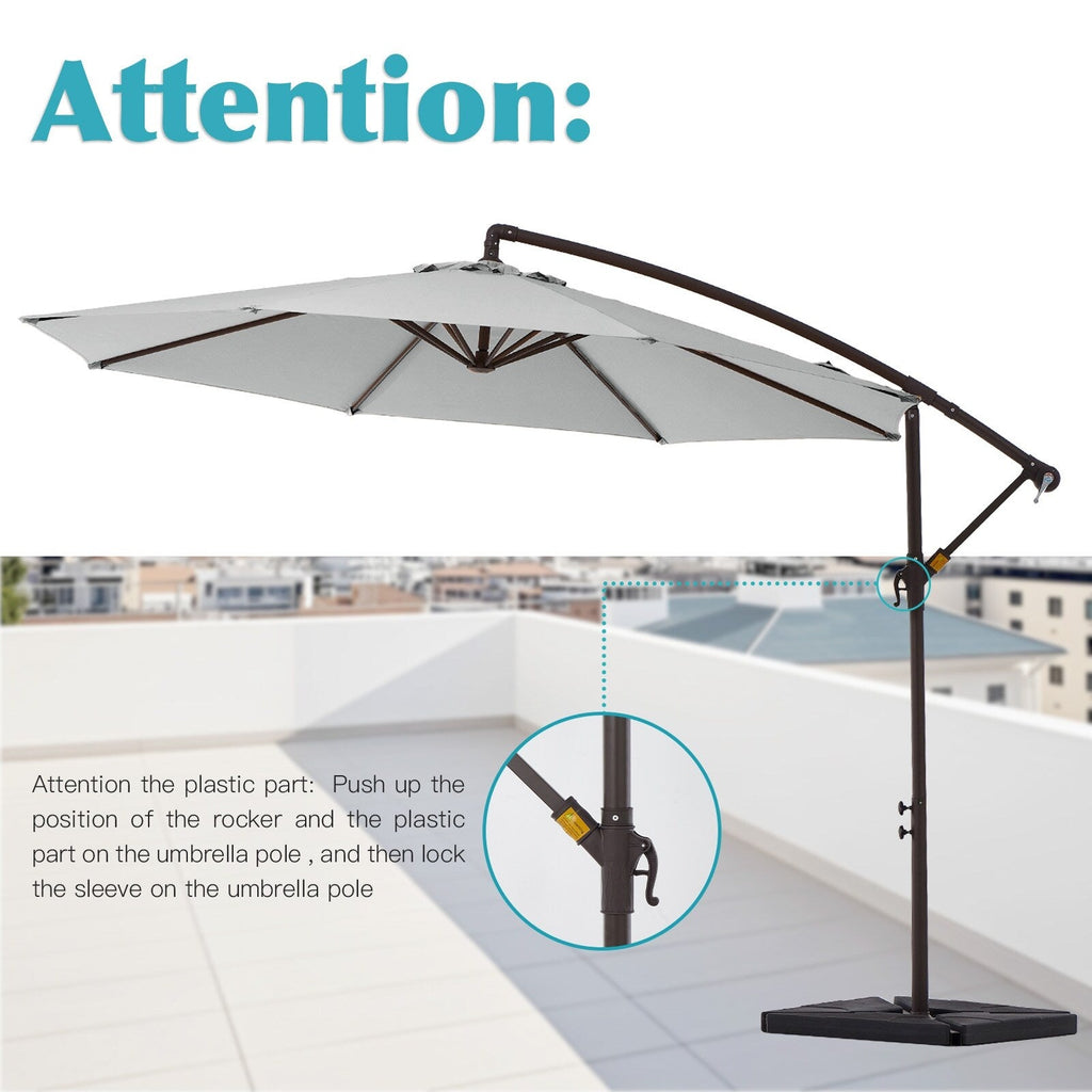 10 ft Steel Crank-lift Cantilever Umbrella With Weighted Base