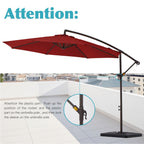 10 ft Steel Crank-lift Cantilever Umbrella With Weighted Base