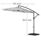 10 ft Steel Crank-lift Cantilever Umbrella With Weighted Base