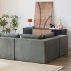 104-Inch Corduroy Modular L Shaped Sectional Sofa,Floor Couch Set,Foam-Filled Compressed Sofa,4 PC Free Combination