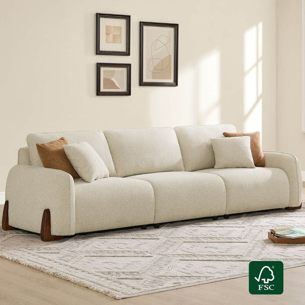 Teleri 3-seat Modular Curved Sofa with Wood Leg