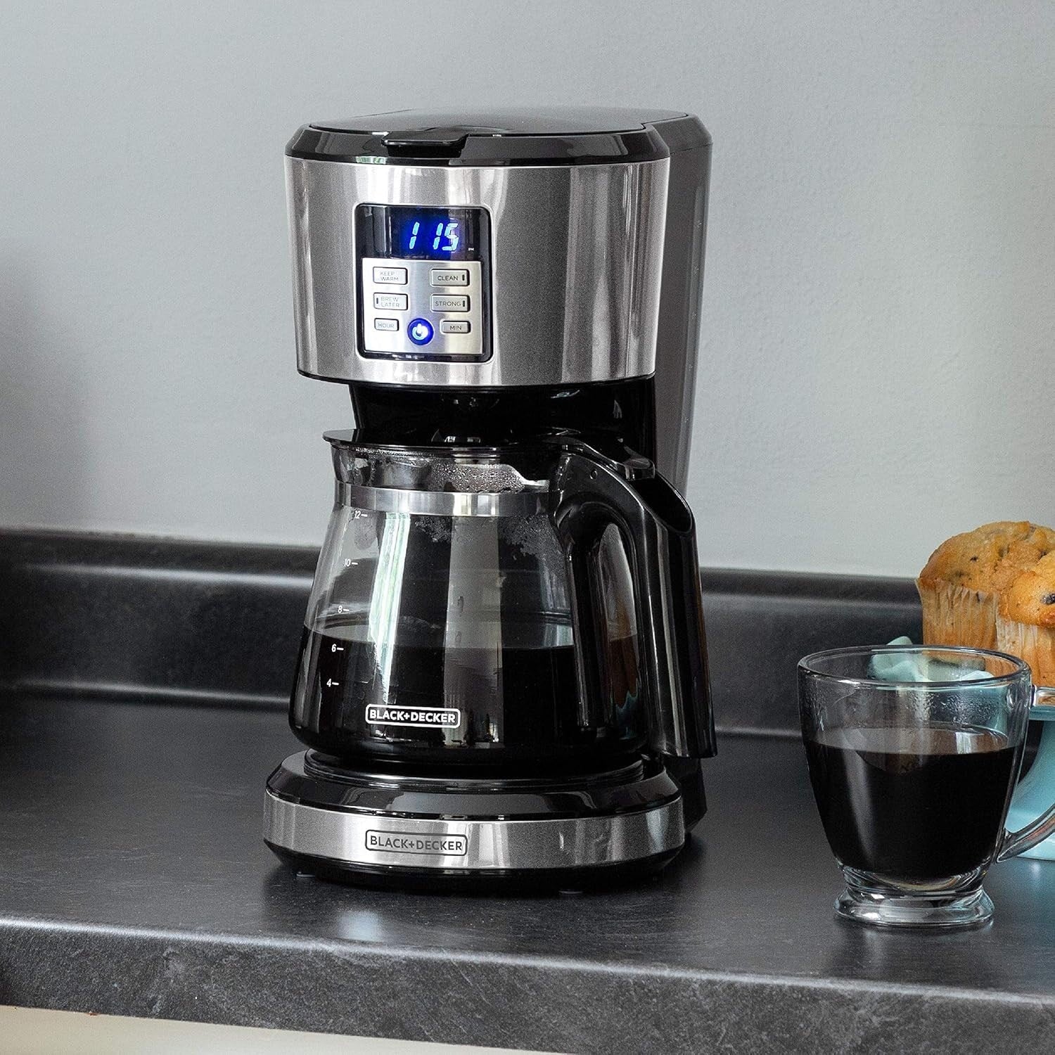 12-Cup Programmable Coffee Maker, Vortex Brew Technology, Black