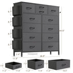 12 Drawer Dresser Fabric Tall Dressers for Bedroom Chest of Drawers