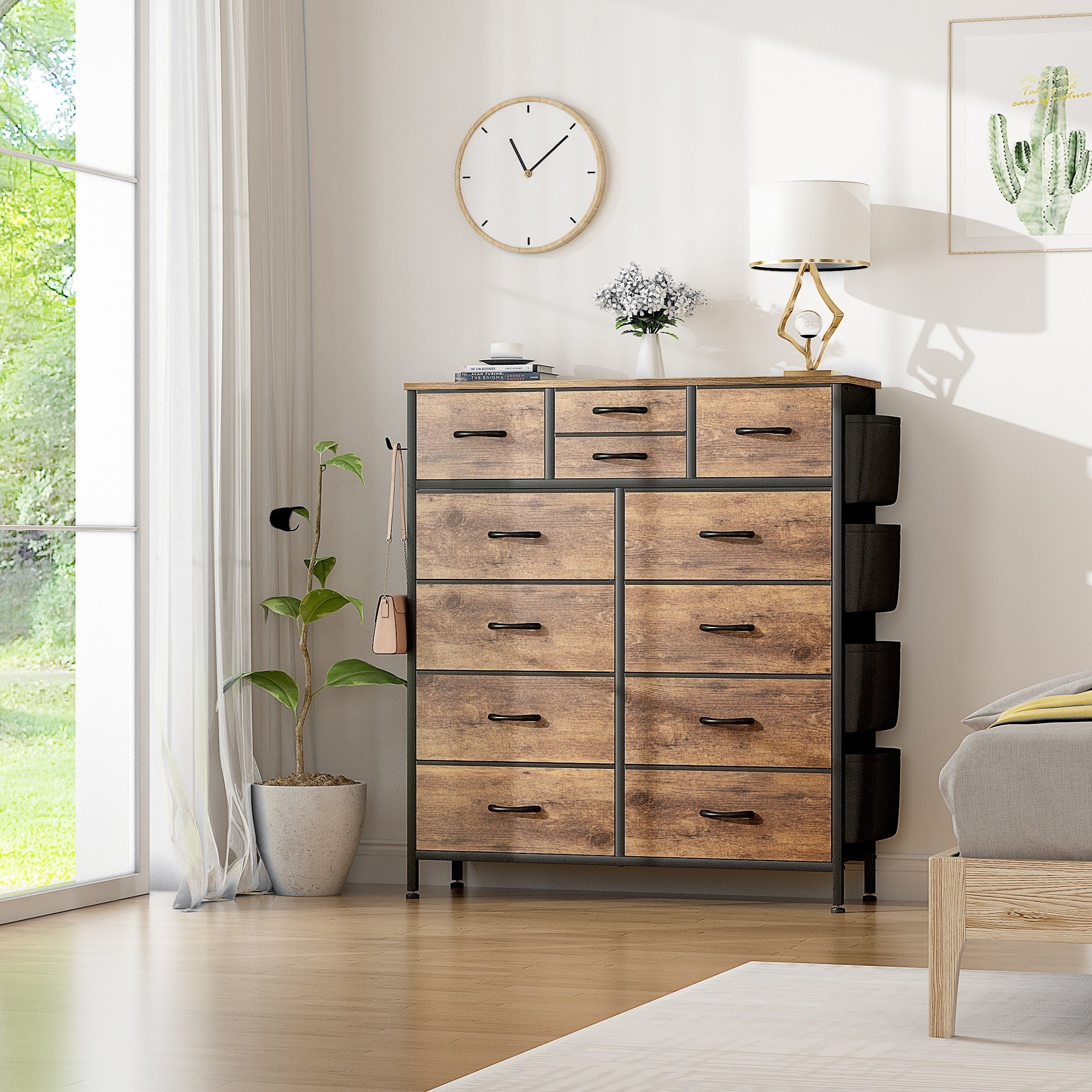 12 Drawer Dresser Fabric Tall Dressers for Bedroom Chest of Drawers