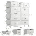 12 Drawer Dresser Fabric Tall Dressers for Bedroom Chest of Drawers