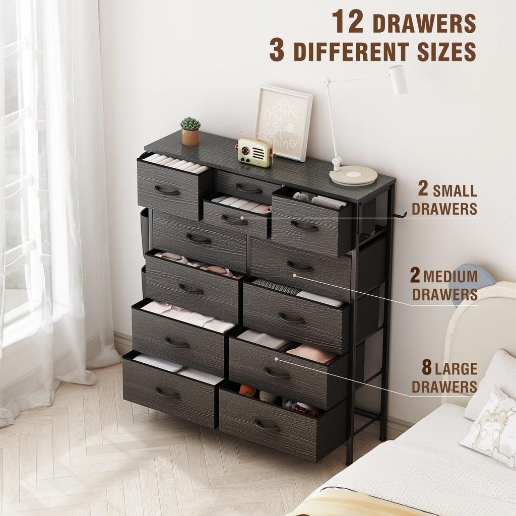 12 Drawer Dresser Fabric Tall Dressers for Bedroom Chest of Drawers