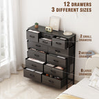 12 Drawer Dresser Fabric Tall Dressers for Bedroom Chest of Drawers