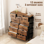 12 Drawer Dresser Fabric Tall Dressers for Bedroom Chest of Drawers