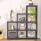 12 Shelves Ladder Bookshelf, Industrial Corner Bookshelf
