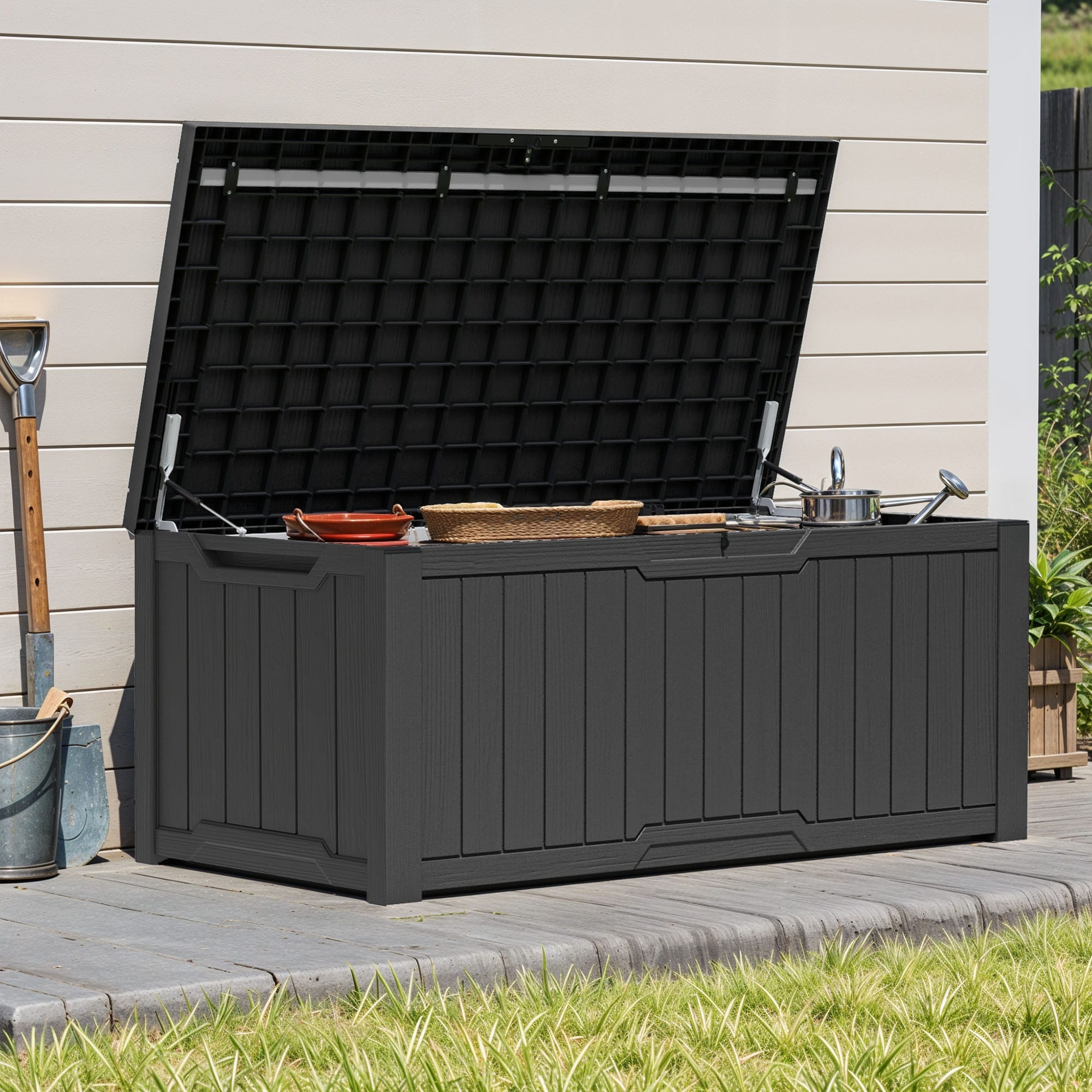 120-260 Gallons Large Resin Water Resistant Lockable Deck Box