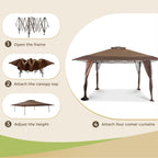 Caravane de jardin gonflable renforcée de 13' x 13' (3,96 m x 3,96 m) avec élégant rideau d'angle - 13x13ft