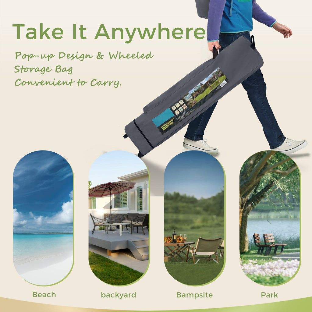 Caravane de jardin gonflable renforcée de 13' x 13' (3,96 m x 3,96 m) avec élégant rideau d'angle - 13x13ft