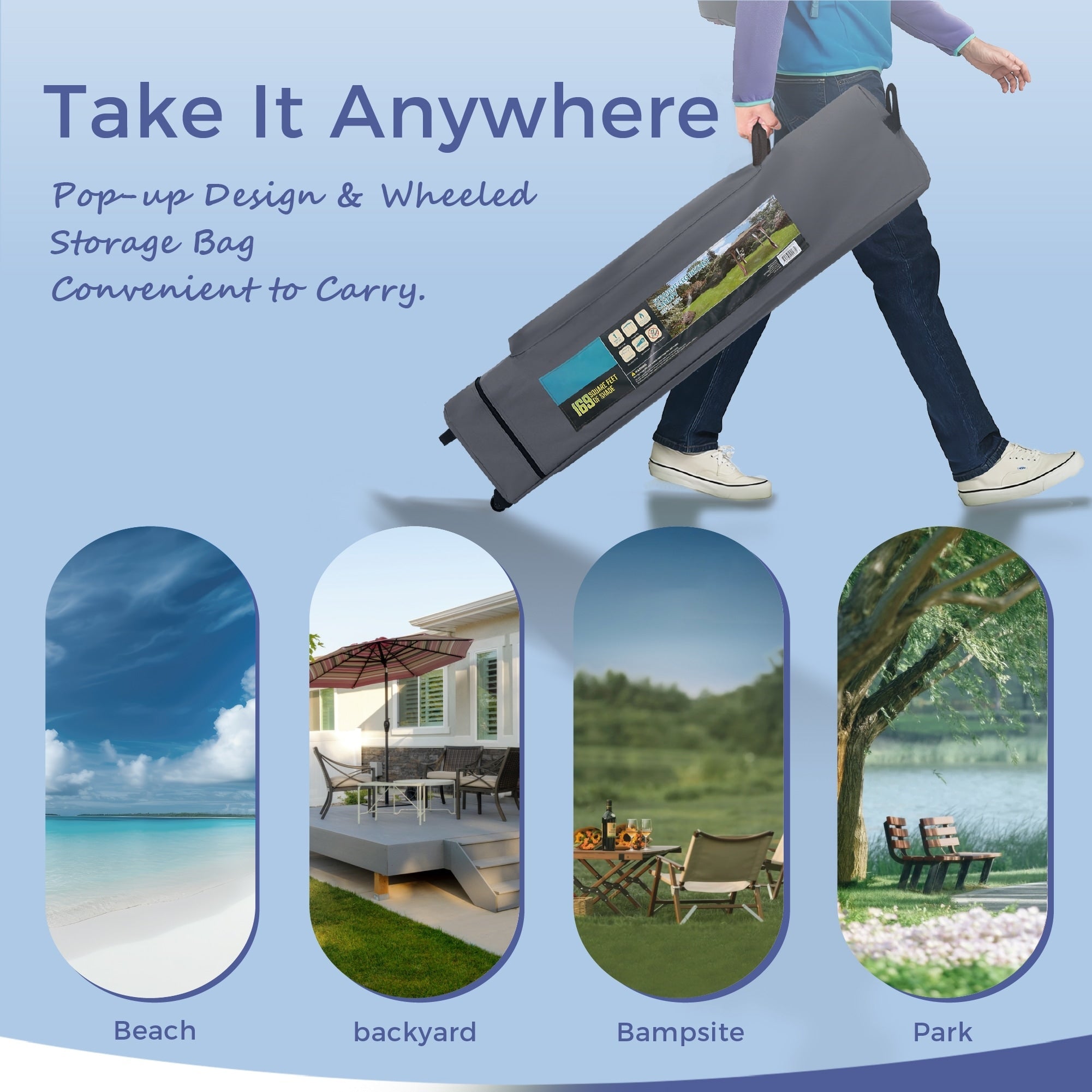 Caravane de jardin gonflable renforcée de 13' x 13' (3,96 m x 3,96 m) avec élégant rideau d'angle - 13x13ft