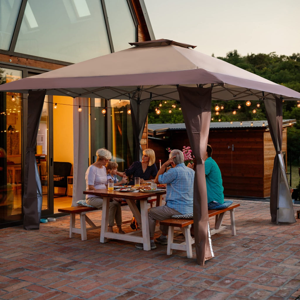 Caravane de jardin gonflable renforcée de 13' x 13' (3,96 m x 3,96 m) avec élégant rideau d'angle - 13x13ft