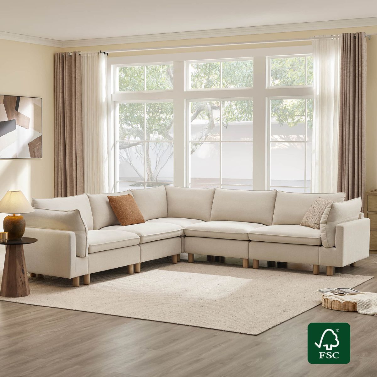 Brendon Modular Corner Sectional Sofa with Wood Leg