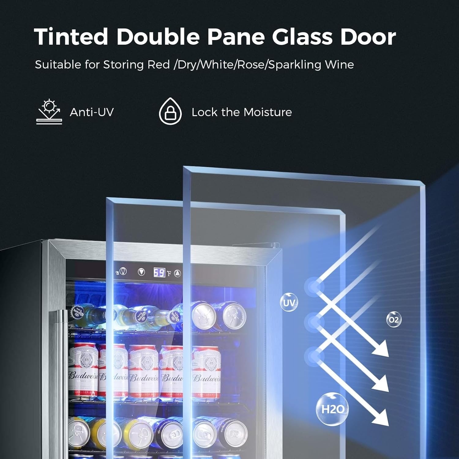 145 Can Beverage Refrigerator, 4.4Cu.Ft. Mini Fridge with Glass Door for Soda, Beer, Wine – Clear Front for Home, Office, or Bar