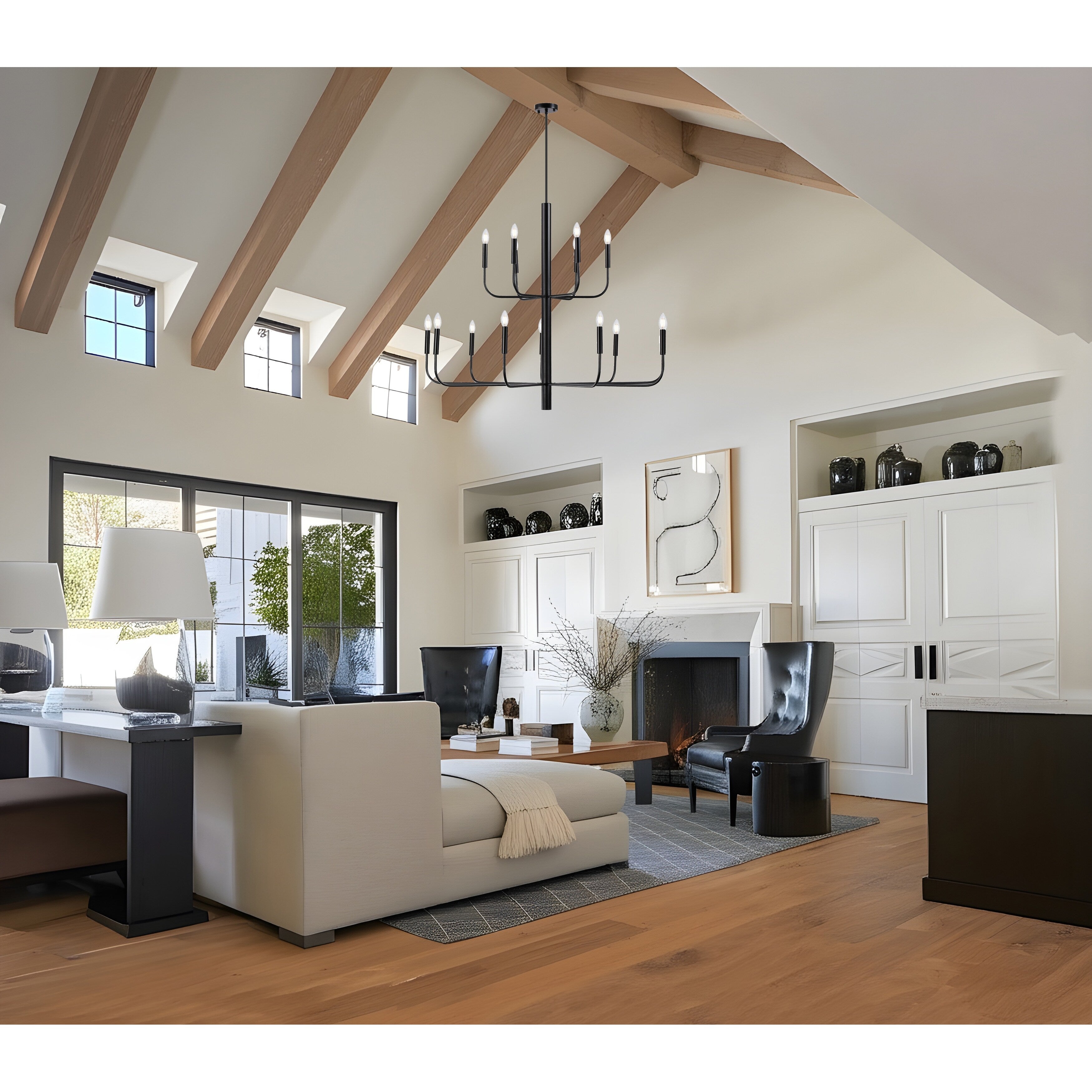 15-Light Minimalist Candlestick Chandelier, 2 Tier Ancient Design - 48