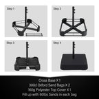 15-foot Rectangular Crank Double-sided Outdoor Market Umbrella Solar LED Lighted Patio Umbrella with Base Included