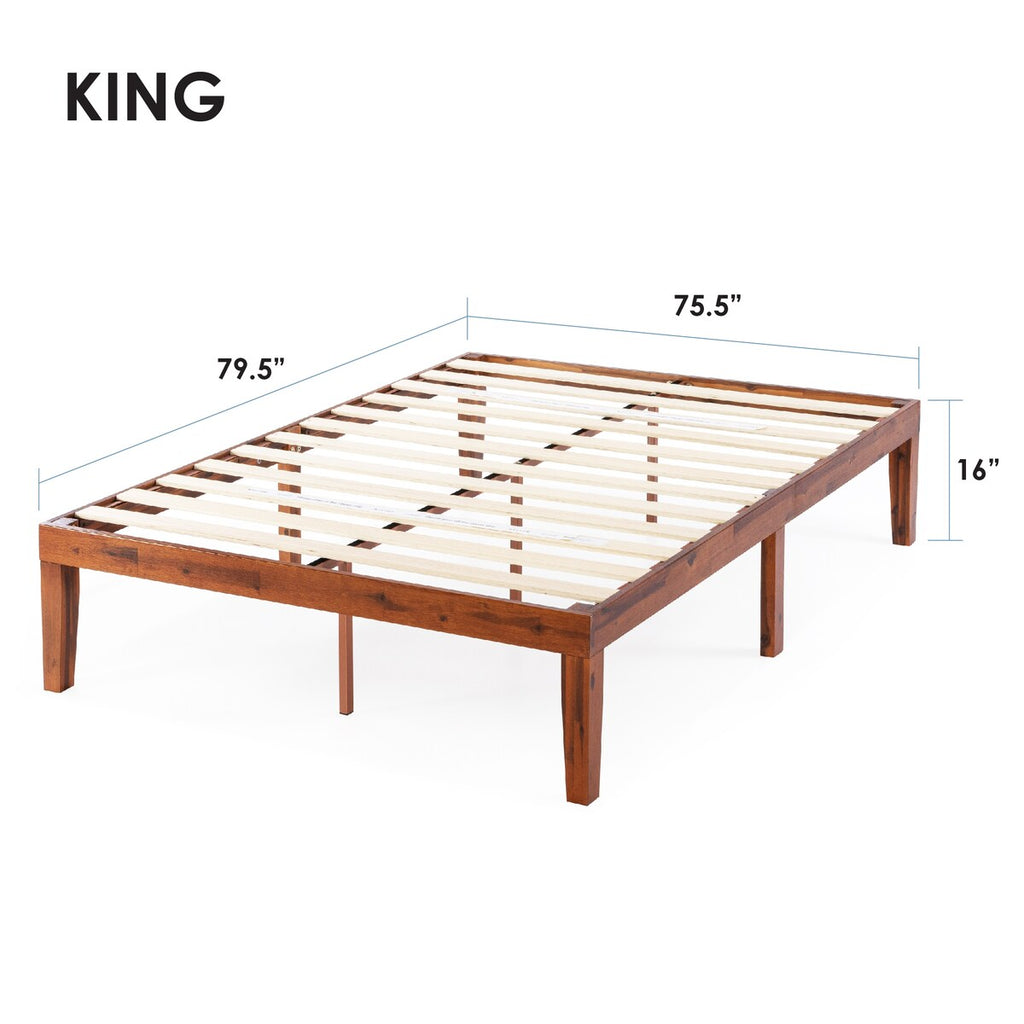 16 Inch Classic Solid Wood Platform Bed Frame in Multiple Finishes