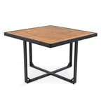 18-Pieces Acacia Wood Patio Dining Set, 8 Cushioned Chairs & 8 Ottomans & 2 Square Table