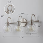 2/3 Light Bathroom Vanity Light Wall Sconce with Glass Shade