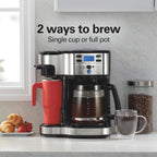 2-Way 12-Cup Coffee Maker & Single Serve, Glass Carafe, Auto Pause & Pour, Black