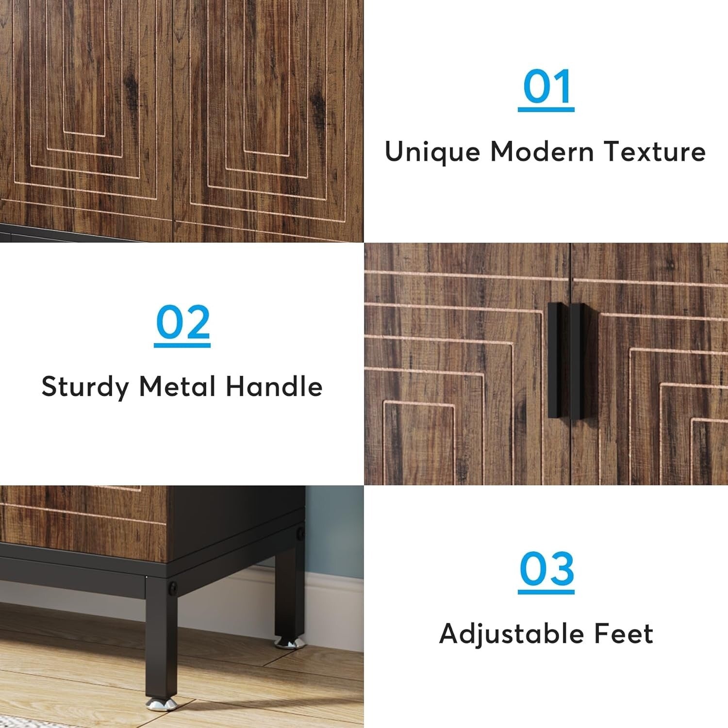 20 Pairs Modern Shoe Storage Cabinet with Doors, 6-Tier Freestanding Entryway Shoe Organizer Rack