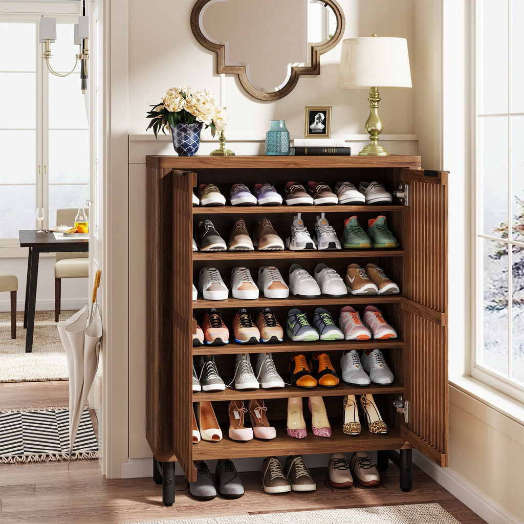 24 Pairs Shoe Storage Cabinet with Door for Entryway Living Room