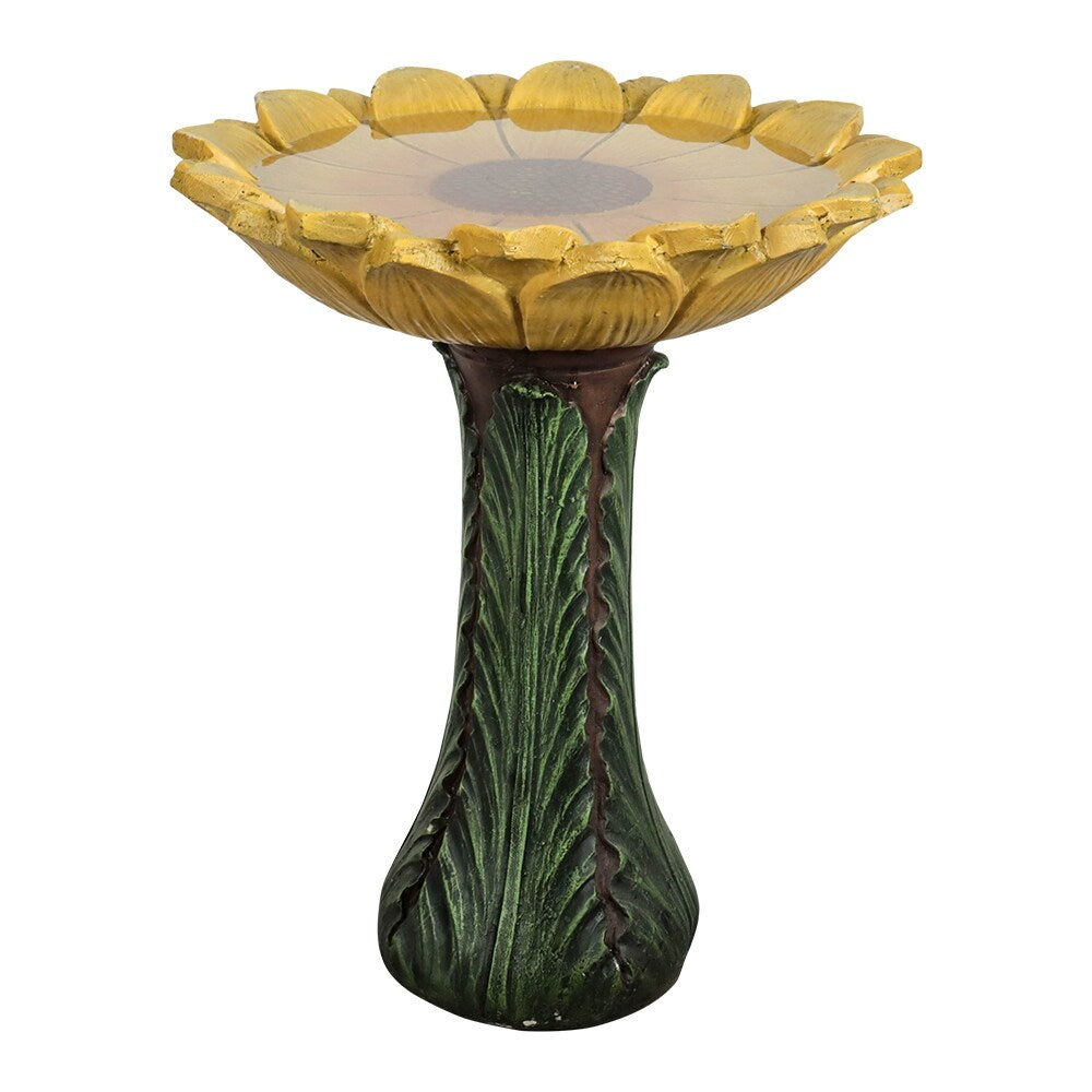 24.4-in Outdoor Sunflower Bird Bath - Concrete Bird Bath with Pedestal