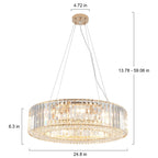 24.8 in. 8-Light Farmhouse Chandelier, Crystal Chandelier, Drum Chandelier for Dining Room Living Room Bedroom Kitchen
