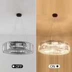 24.8 in. 8-Light Farmhouse Chandelier, Crystal Chandelier, Drum Chandelier for Dining Room Living Room Bedroom Kitchen