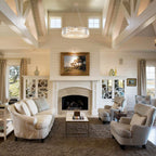 24.8 in. 8-Light Farmhouse Chandelier, Crystal Chandelier, Drum Chandelier for Dining Room Living Room Bedroom Kitchen