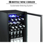 26 Bottle Wine Cooler/Cabinet Beverage Refigerator Mini Fridge - 17.52*19.29*31.18in