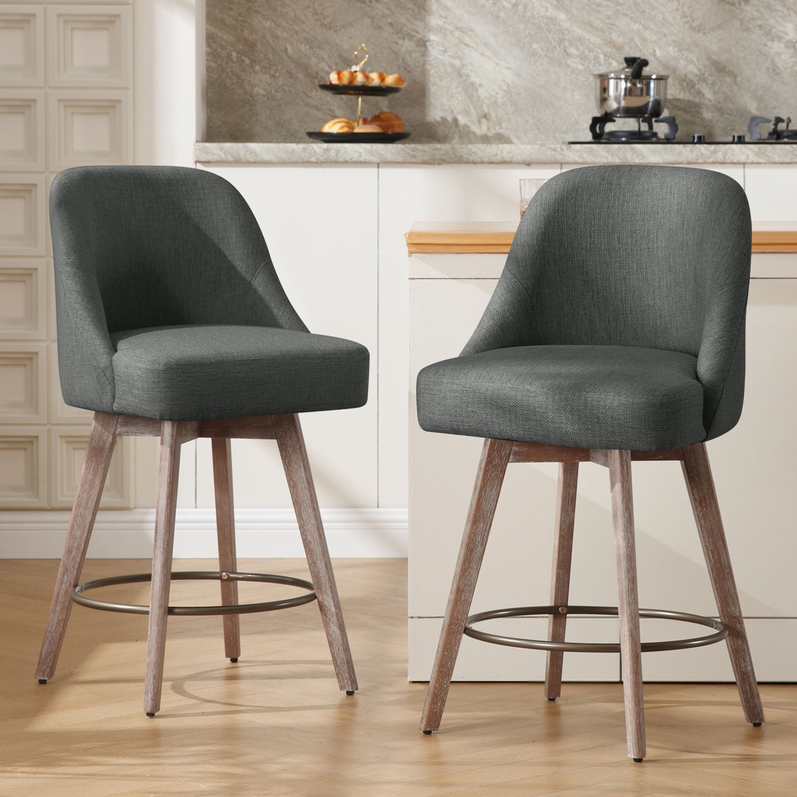 26 Counter Height Swivel Bar Stool, Upholstered Counter Stools - 39.37 (H) x 22.44 (D) x 21.65 (W)