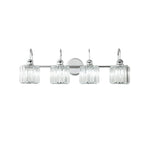 3/4-Light Modern Glam Linear Dimmable Crystal Bathroom Vanity Lights Over Mirror
