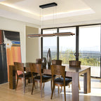 3/5-Light Integrated LED Linear Wood Chandelier Kitchen Island Pendant Light