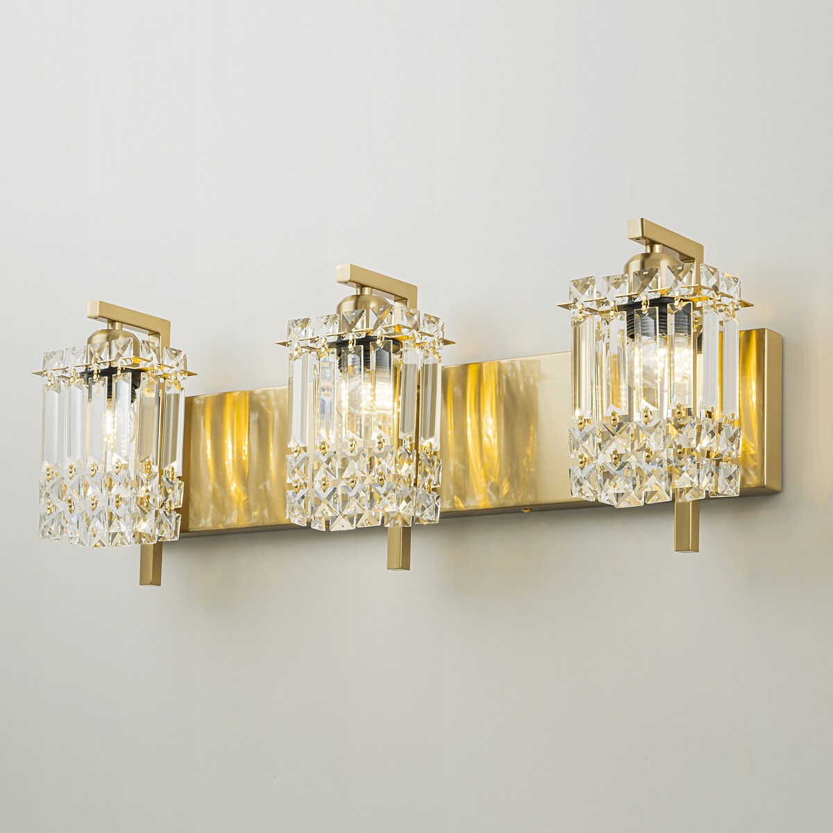 3-Light Modern Glam Bathroom Vanity Lights Crystal Wall Sconce Light for Mirror