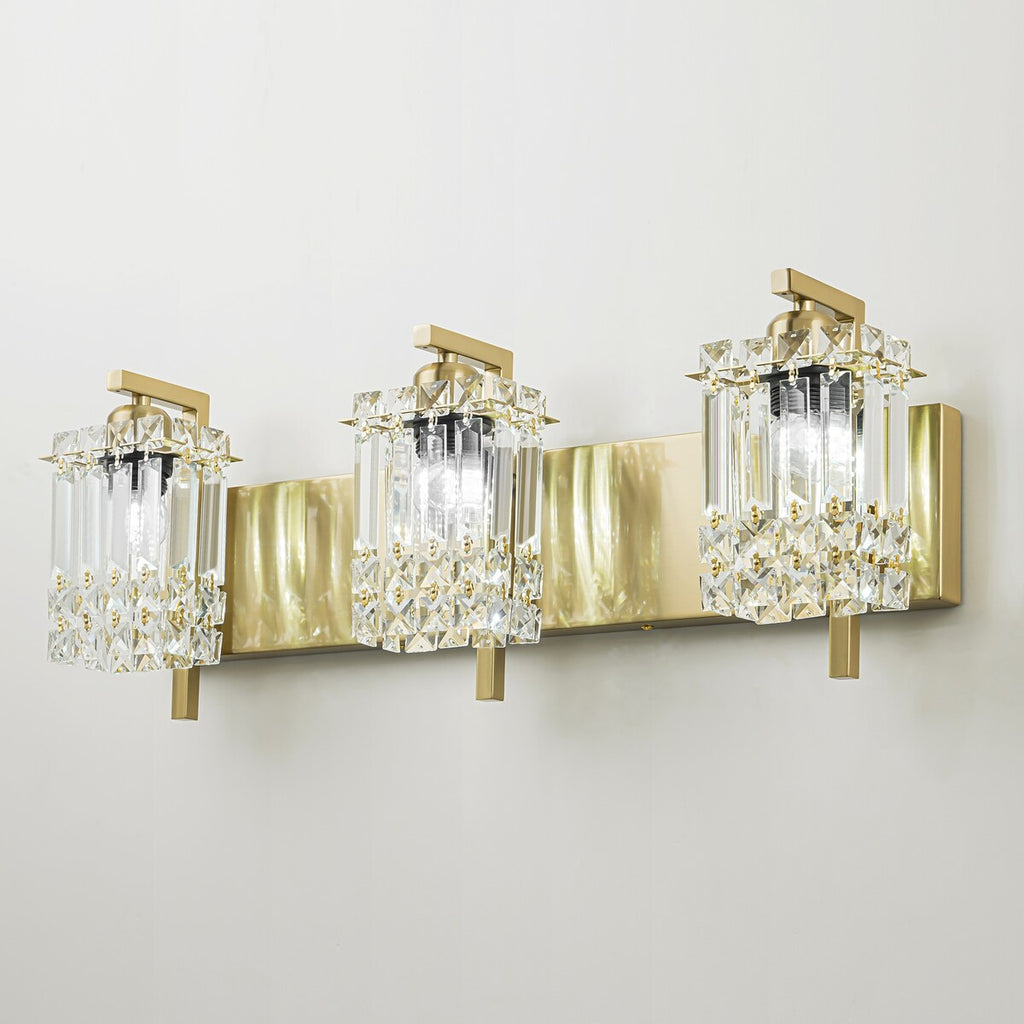3-Light Modern Glam Bathroom Vanity Lights Crystal Wall Sconce Light for Mirror