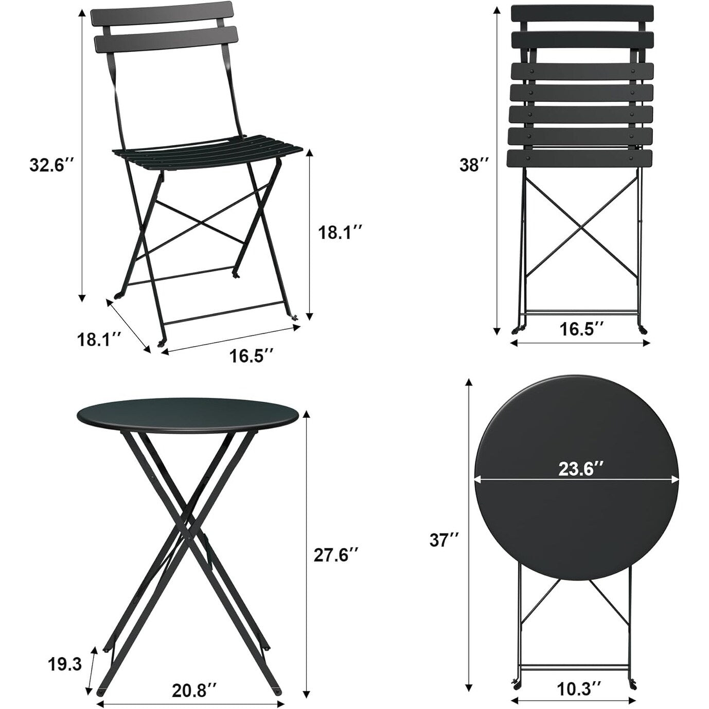 3 Pieces Patio Bistro Sets