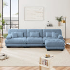 3-Seat Modular Sectional Sofa Deep Seat Couch L Shaped Cloud Couch with Convertible Ottoman for Living Room