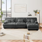 3-Seat Modular Sectional Sofa Deep Seat Couch L Shaped Cloud Couch with Convertible Ottoman for Living Room