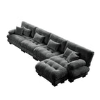3-Seat Modular Sectional Sofa Deep Seat Couch L Shaped Cloud Couch with Convertible Ottoman for Living Room