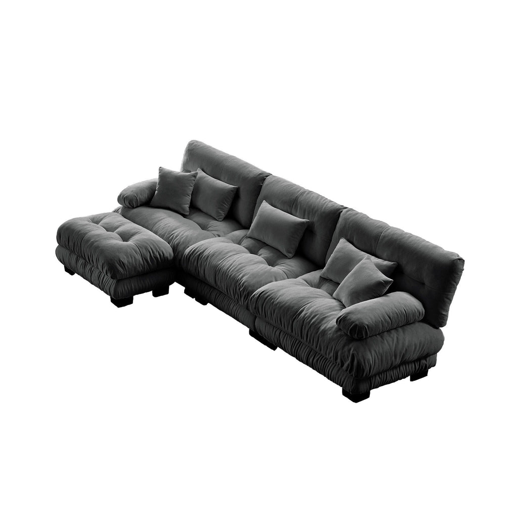 3-Seat Modular Sectional Sofa Deep Seat Couch L Shaped Cloud Couch with Convertible Ottoman for Living Room