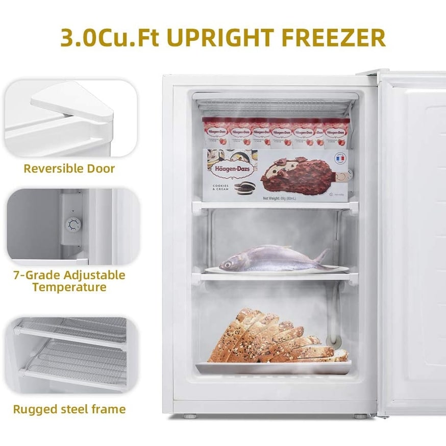 3.0 Cu.ft Compact Upright Freezer with Reversible Single Door