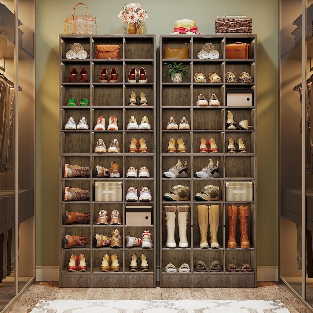 30 Pairs Tall Shoe Cabinet, 10 Tiers White Wooden Shoe Storage Rack for Closet, Entryway - 10-tier