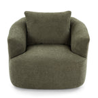 360° Swivel Chair, 38.2 Boucle Accent Chair with Throw Pillow, Upholstered Barrel Sofa Chair with Curved Armrests