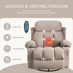 360° Swivel Recliner Chair with Massage, Heat, USB, and Cup Holders