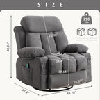 360° Swivel Recliner Chair with Massage, Heat, USB, and Cup Holders