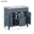 36'' Modern Bathroom Vanity with Top Sink and Mirror Cabinet,2 Doors and 2 Drawers